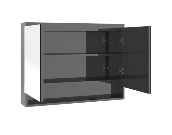 Sonata H Шкаф с огледало за баня, 80x15x60 см, МДФ, сияйно сиво