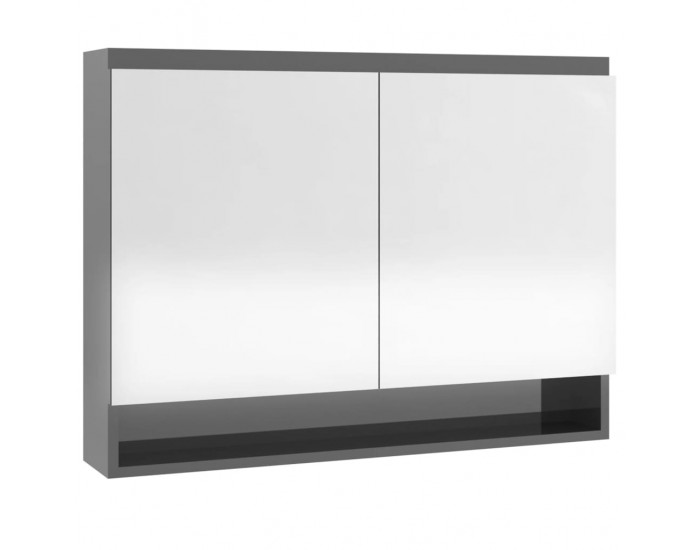 Sonata H Шкаф с огледало за баня, 80x15x60 см, МДФ, сияйно сиво
