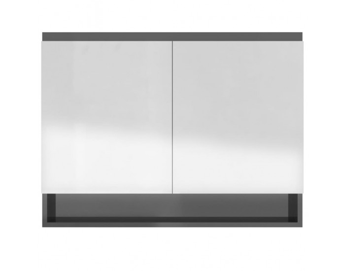 Sonata H Шкаф с огледало за баня, 80x15x60 см, МДФ, сияйно сиво