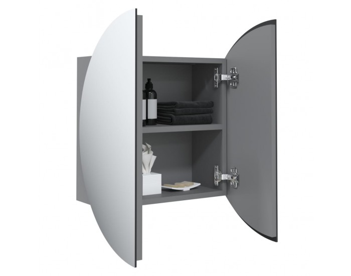 Sonata H Шкаф за баня с кръгло огледало и LED, сив, 40x40x17,5 см