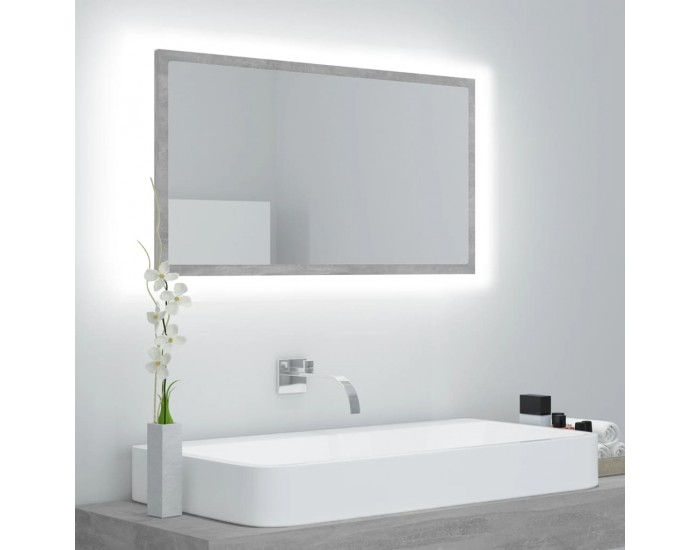 Sonata H LED огледало за баня, бетонно сиво, 80x8,5x37 см, акрил