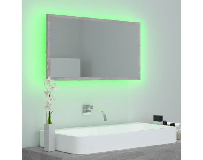 Sonata H LED огледало за баня, бетонно сиво, 80x8,5x37 см, акрил