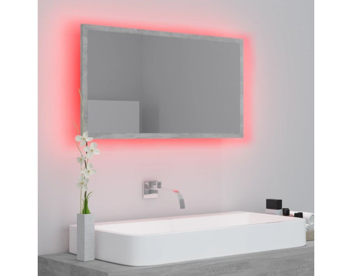 Sonata H LED огледало за баня, бетонно сиво, 80x8,5x37 см, акрил
