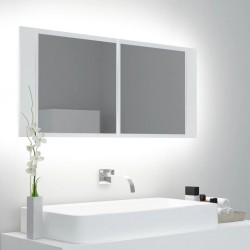 Sonata H Шкаф с LED огледало за баня, бял, 100x12x45 см, акрил - Шкафове за баня