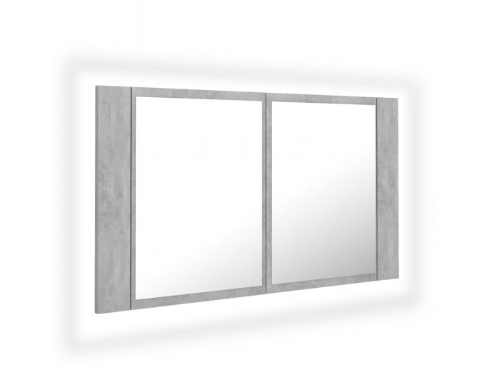 Sonata H LED шкаф с огледало за баня, бетонно сив, 80x12x45 см, акрил