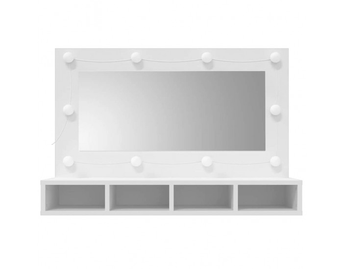 Sonata H Огледален шкаф с LED, бял, 90x31,5x62 см