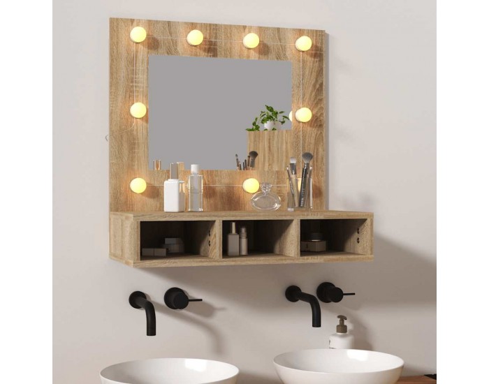 Sonata H Огледален шкаф с LED, дъб сонома, 60x31,5x62 см