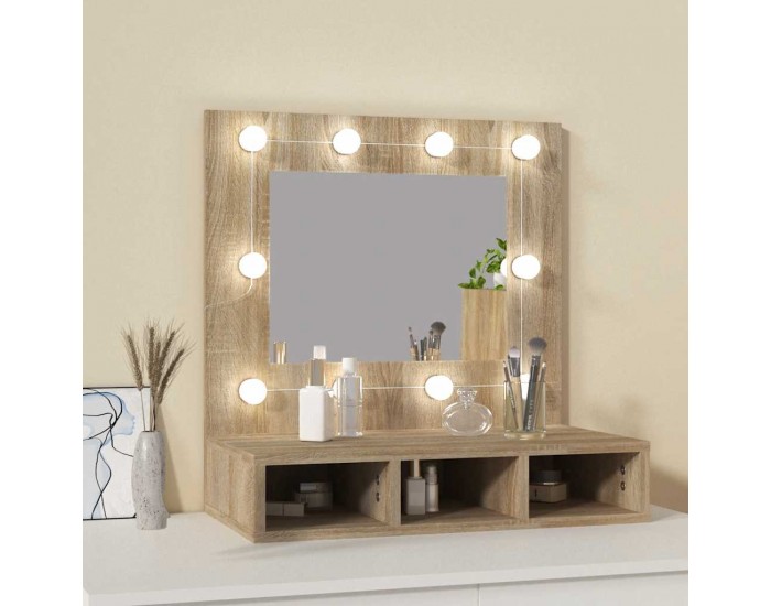 Sonata H Огледален шкаф с LED, дъб сонома, 60x31,5x62 см