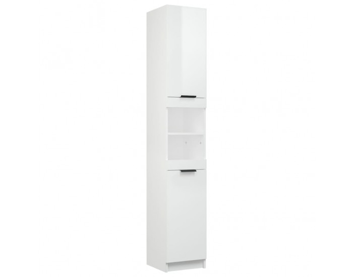 Sonata H Шкаф за баня, бял гланц, 32x34x188,5 см, инженерно дърво