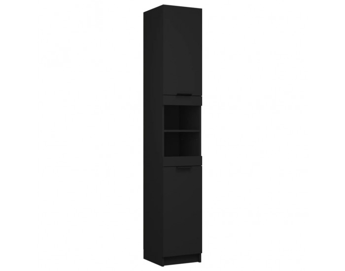 Sonata H Шкаф за баня, черен, 32x34x188,5 см, инженерно дърво