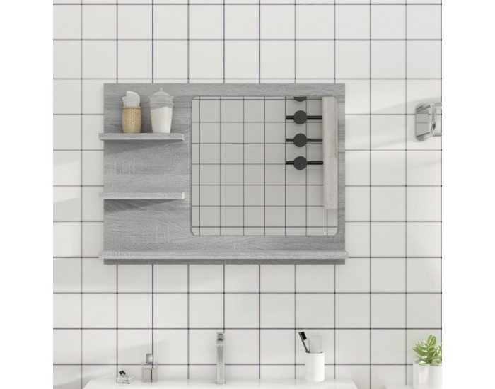 Sonata H Огледало за баня, сив сонома, 60x10,5x45 см, инженерно дърво