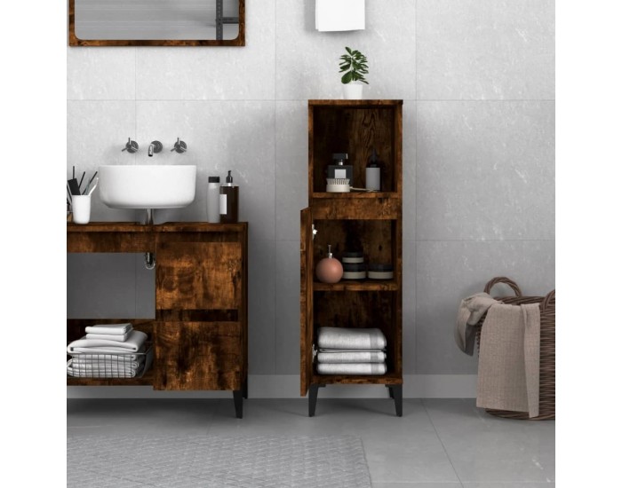 Sonata H Шкаф за баня, опушен дъб, 30x30x100 см, инженерно дърво