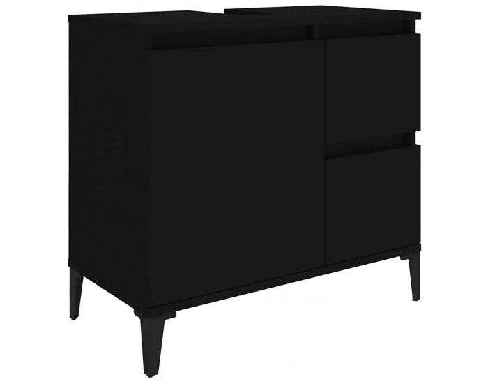 Sonata H Шкаф за баня, черен, 65x33x60 см, инженерно дърво