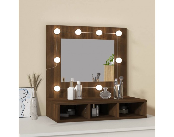 Sonata H Огледален шкаф с LED, кафяв дъб, 60x31,5x62 см