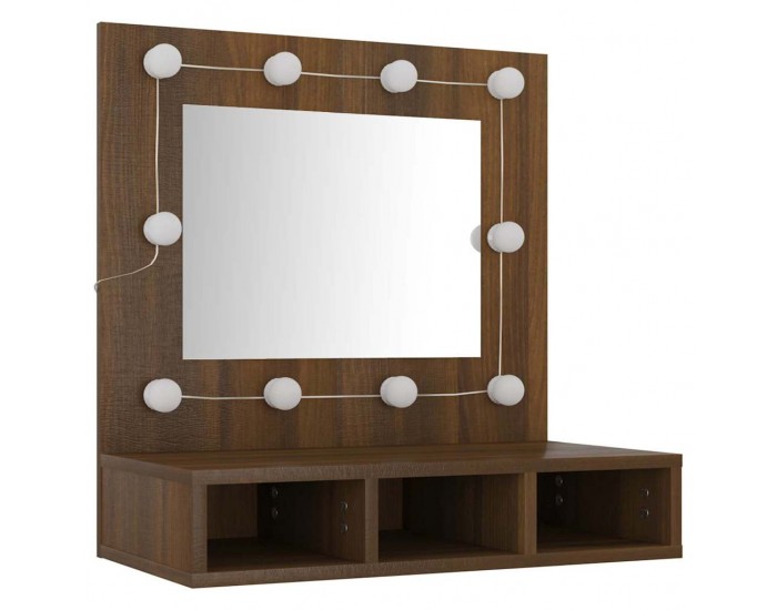 Sonata H Огледален шкаф с LED, кафяв дъб, 60x31,5x62 см