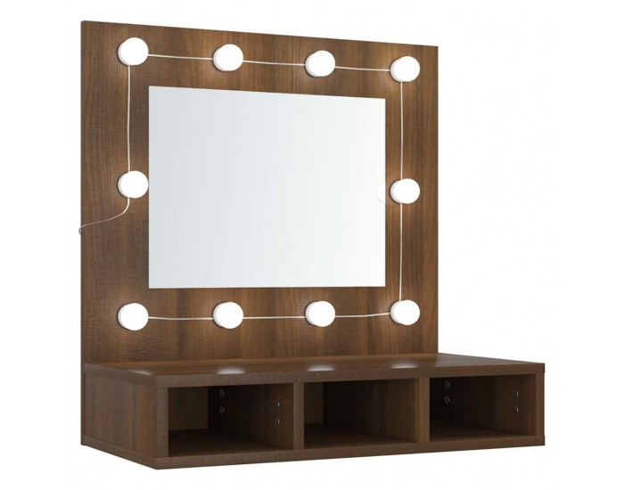 Sonata H Огледален шкаф с LED, кафяв дъб, 60x31,5x62 см