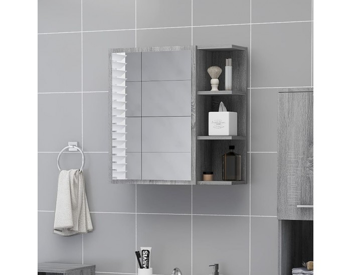 Sonata H Огледален шкаф баня сив сонома 62,5x20,5x64 см инженерно дърво