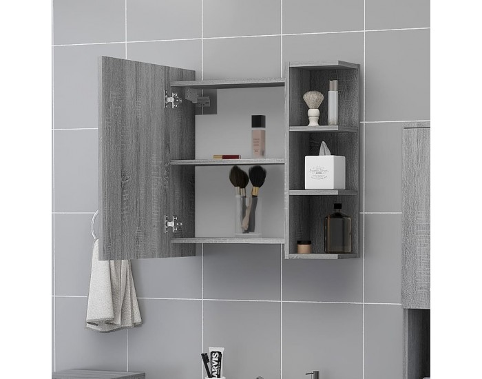 Sonata H Огледален шкаф баня сив сонома 62,5x20,5x64 см инженерно дърво
