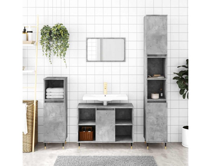 Sonata H Шкаф за баня, бетонно сив, 80x33x60 см, инженерно дърво