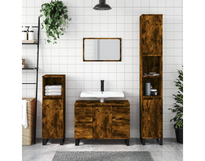 Sonata H Шкаф за баня, опушен дъб, 30x30x100 см, инженерно дърво