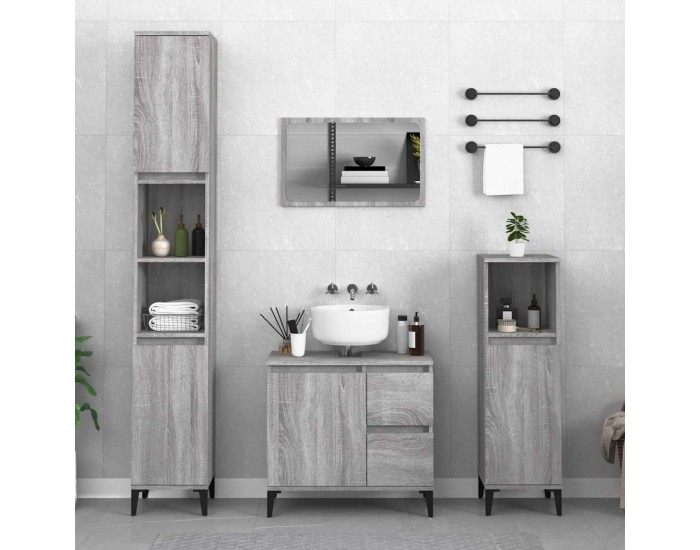 Sonata H Шкаф за баня, сив сонома, 65x33x60 см, инженерно дърво