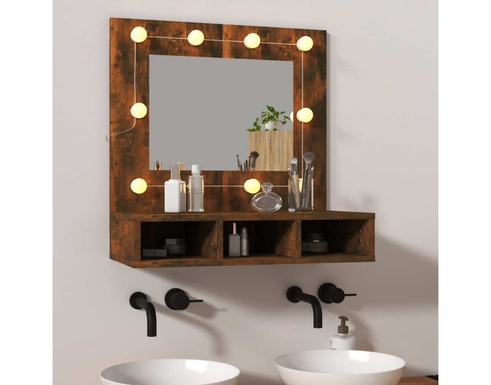 Sonata H Огледален шкаф с LED, опушен дъб, 60x31,5x62 см