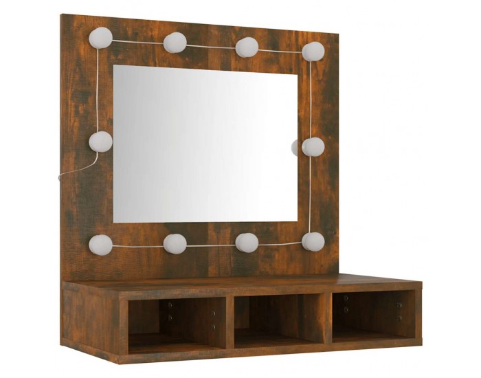 Sonata H Огледален шкаф с LED, опушен дъб, 60x31,5x62 см