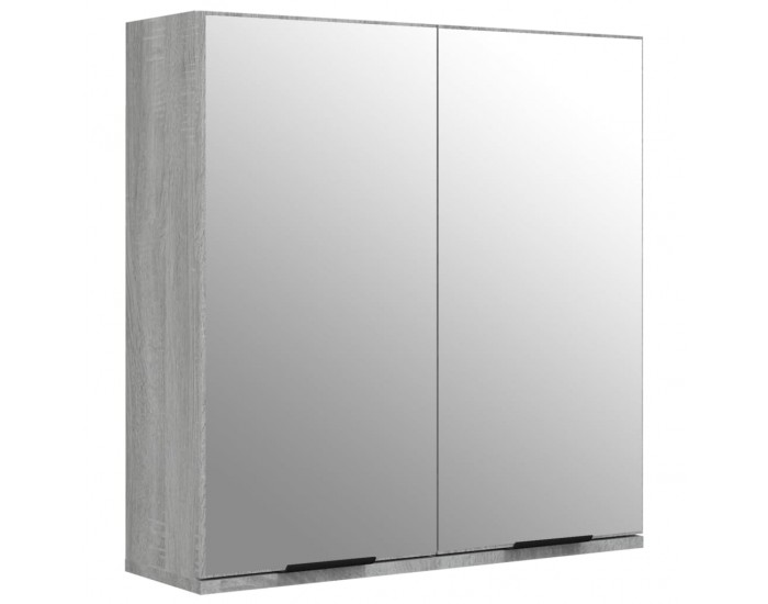 Sonata H Шкаф за баня с огледало, сив сонома, 64x20x67 см