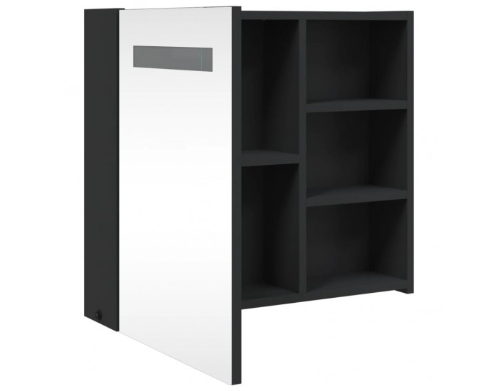 Sonata H Огледален шкаф за баня с LED осветление черен 60x13x52 см