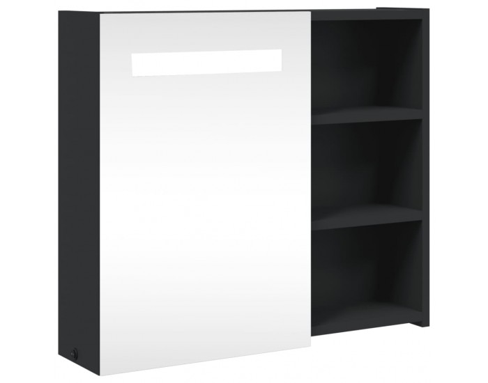 Sonata H Огледален шкаф за баня с LED осветление черен 60x13x52 см