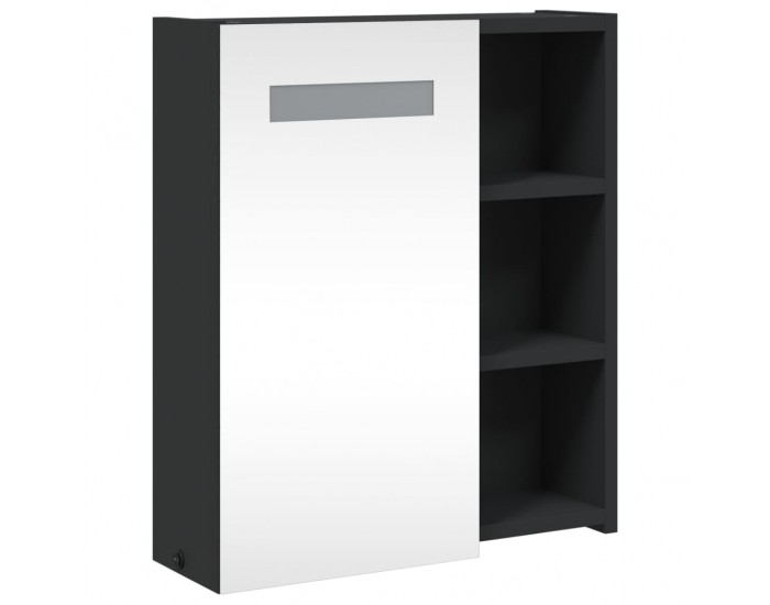 Sonata H Огледален шкаф за баня с LED осветление черен 45x13x52 см