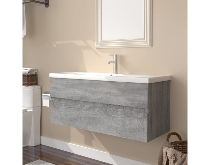 Sonata H Шкаф за мивка с вградена мивка, сив сонома, инженерно дърво