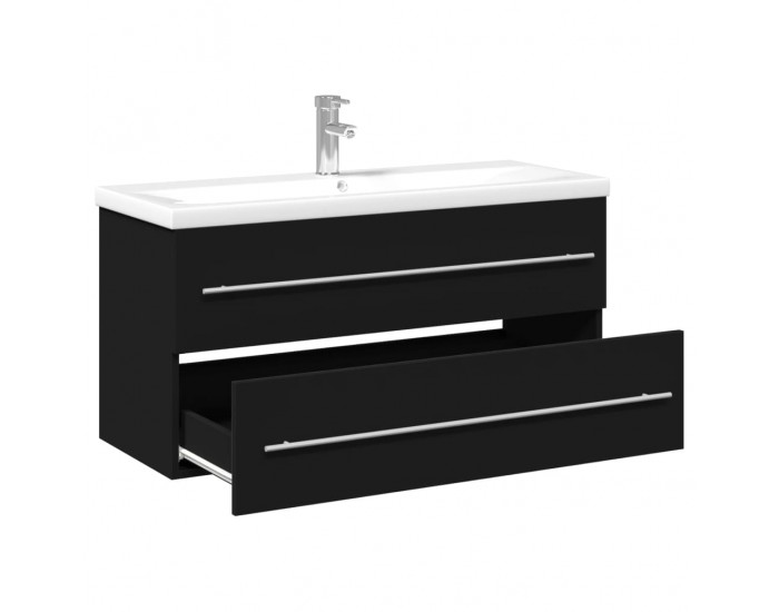 Sonata H Шкаф за мивка за баня с вградена мивка, черен