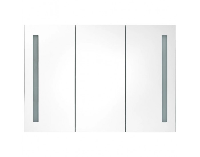 Sonata H LED шкаф с огледало за баня, 89x14x62 см, блестящо сив