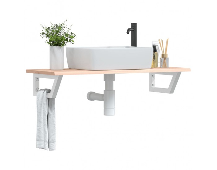 Sonata H Стенен рафт за мивка, стомана и масивно дърво дъб