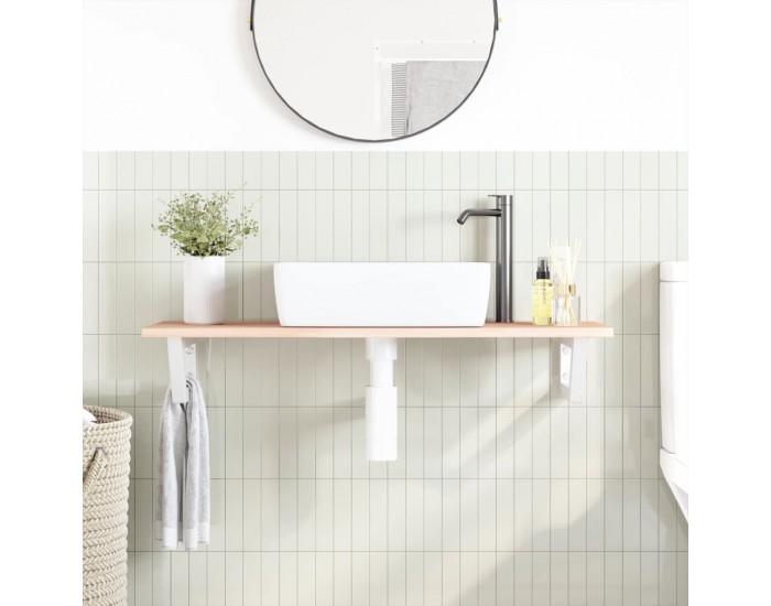 Sonata H Стенен рафт за мивка, стомана и масивно дърво дъб