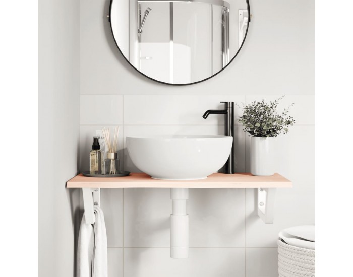 Sonata H Стенен рафт за мивка, стомана и масивно дърво дъб