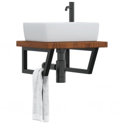 Sonata H Стенен рафт за мивка, стомана и масивно дърво дъб - Баня