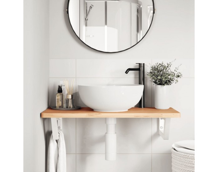 Sonata H Стенен рафт за мивка, стомана и масивно дърво бук