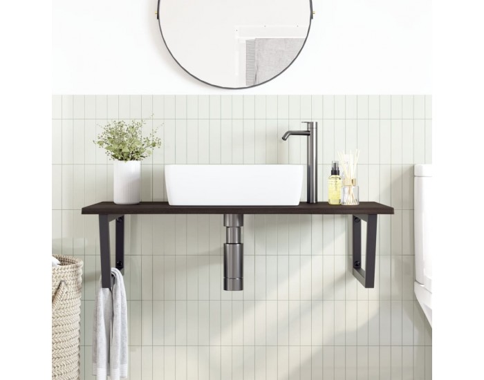 Sonata H Стенен рафт за мивка, стомана и масивно дърво дъб