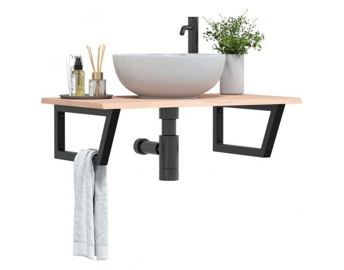 Sonata H Стенен рафт за мивка, стомана и масивно дърво дъб