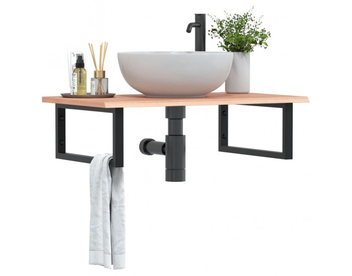 Sonata H Стенен рафт за мивка, стомана и масивно дърво дъб