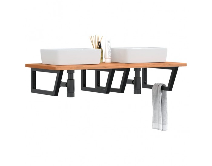 Sonata H Стенен рафт за мивка, стомана и масивно дърво бук