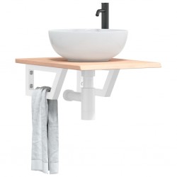 Sonata H Стенен рафт за мивка, стомана и масивно дърво дъб - Шкафове за баня