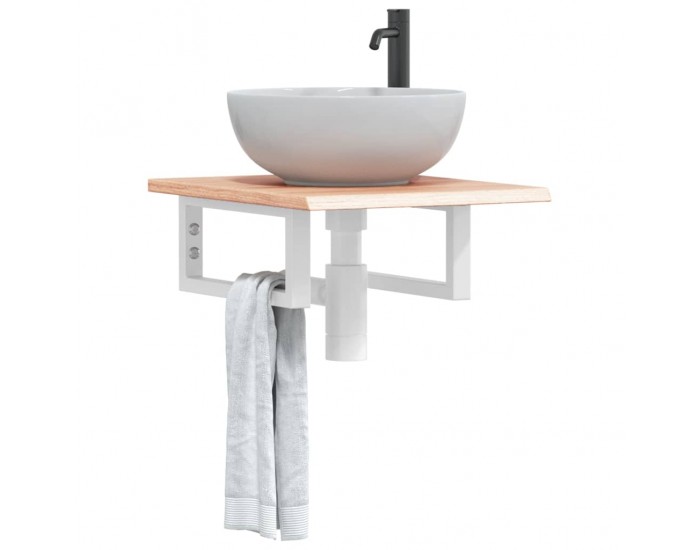 Sonata H Стенен рафт за мивка, стомана и масивно дърво дъб