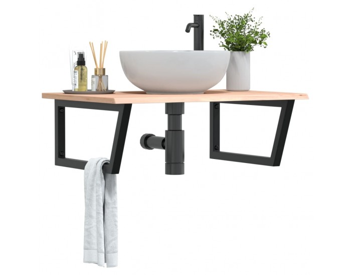 Sonata H Стенен рафт за мивка, стомана и масивно дърво дъб