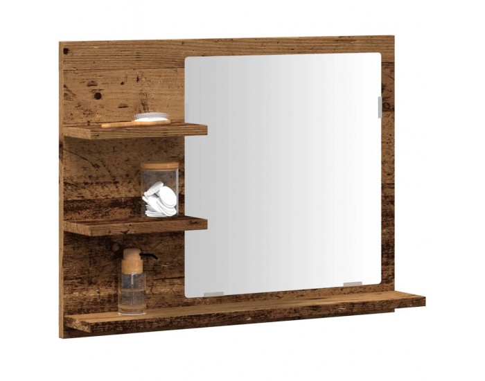 Sonata H Шкаф за баня с огледало, старо дърво, 60x10,5x45 см
