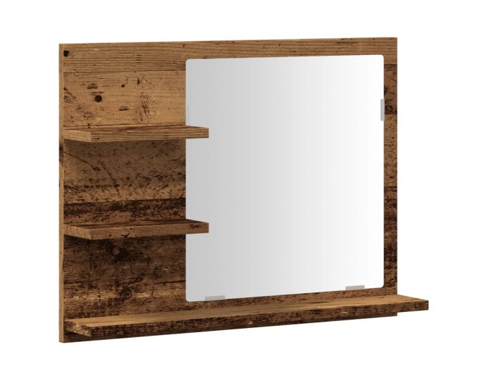 Sonata H Шкаф за баня с огледало, старо дърво, 60x10,5x45 см