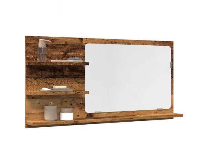 Sonata H Шкаф за баня с огледало старо дърво 90x11x45 см инженерно дърво