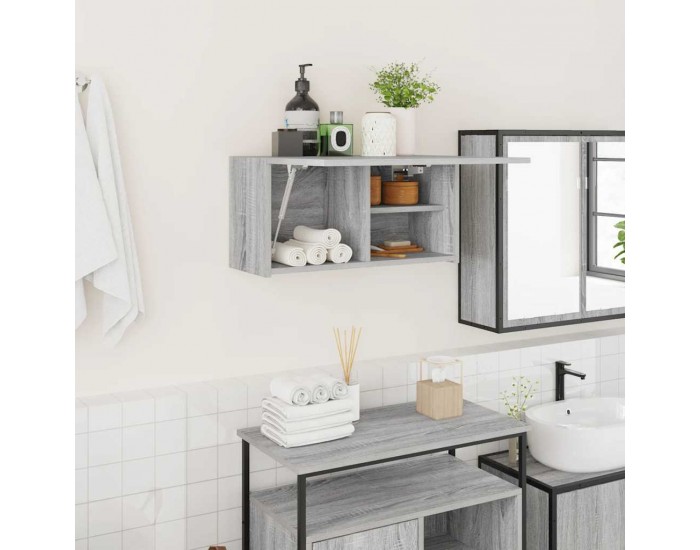 Sonata H Стенен шкаф за баня, сив сонома, 60x25x30 см, инженерно дърво